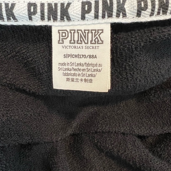 Victoria’s Secret Pink Checkered Long Sleeve Black Pullover Hoodie Sweatshirt - Picture 7 of 9